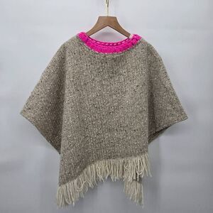Studio Donegal Poncho Hand Woven Tweed Wool Fringe